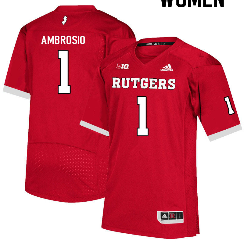 Women #1 Valentino Ambrosio Rutgers Scarlet Knights College Football Jerseys Sale-Scarlet